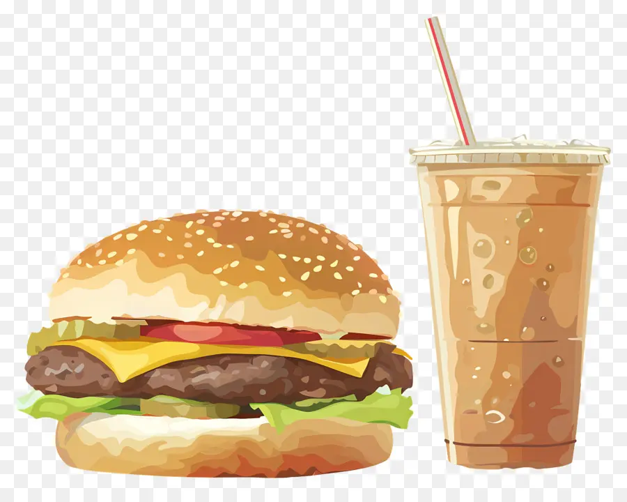 Burger Coca Cola，Hamburger Ve Içecek PNG