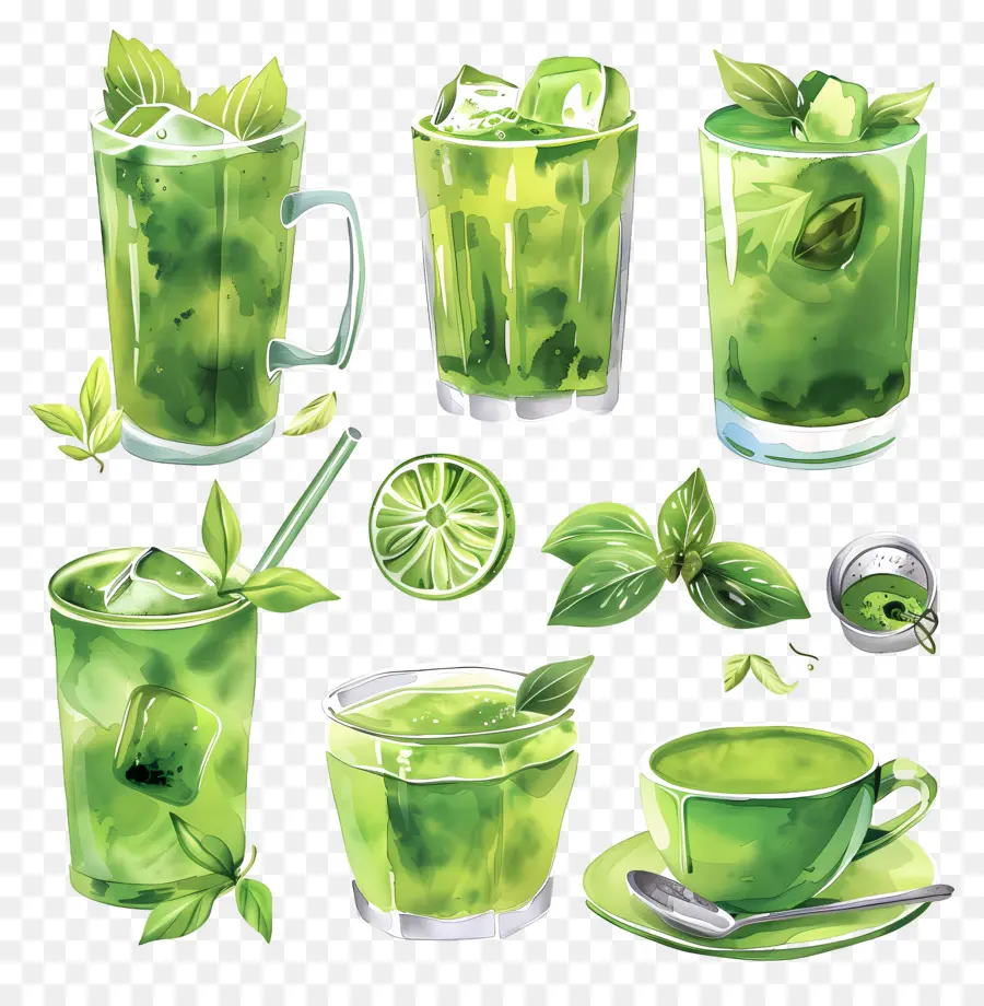 Matcha İçeceği，Yeşil İçecekler PNG