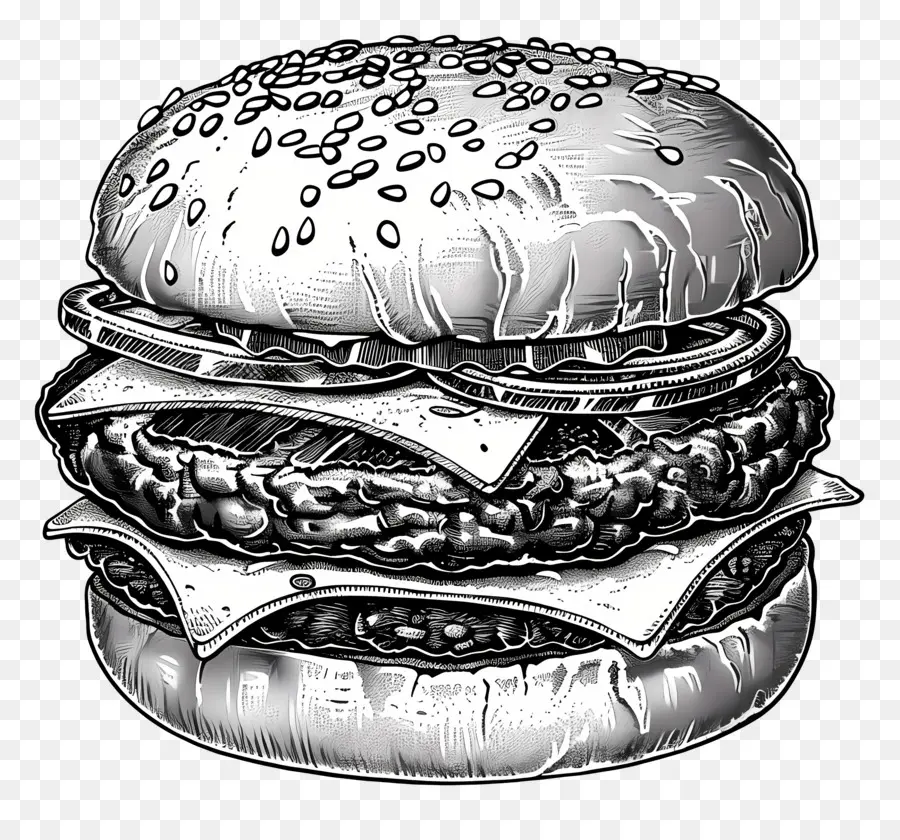 Burger Ana Hatları，Siyah Beyaz Burger PNG