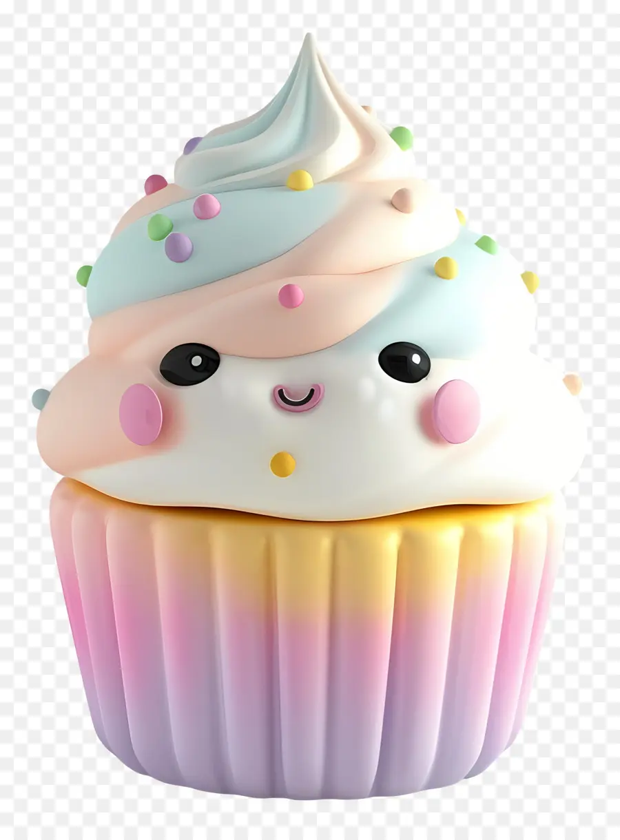 Cupcake Kawaii，Gülümseyen Kek PNG