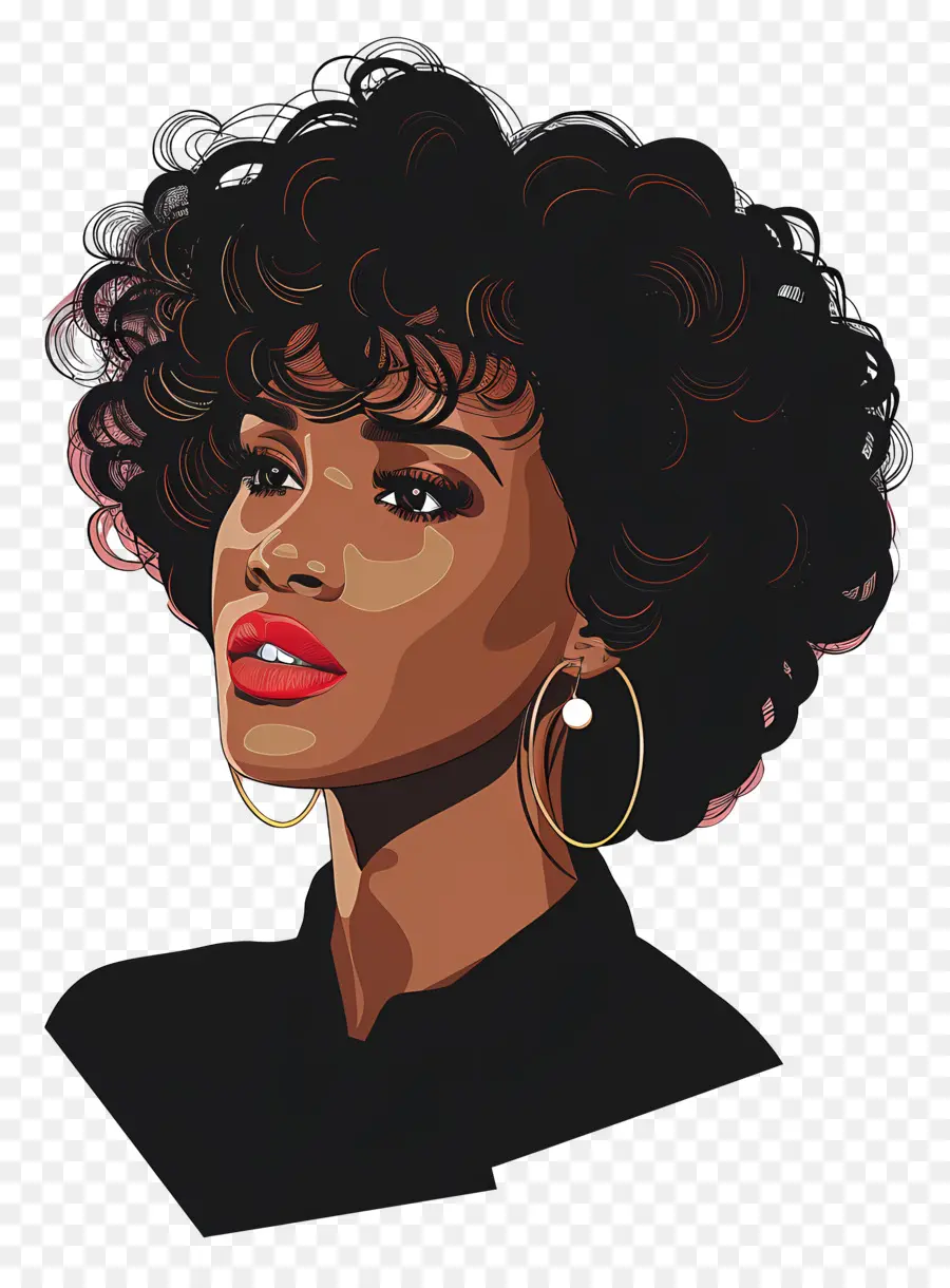 Whitney Houston，Kıvırcık Saçlı Şık Kadın PNG