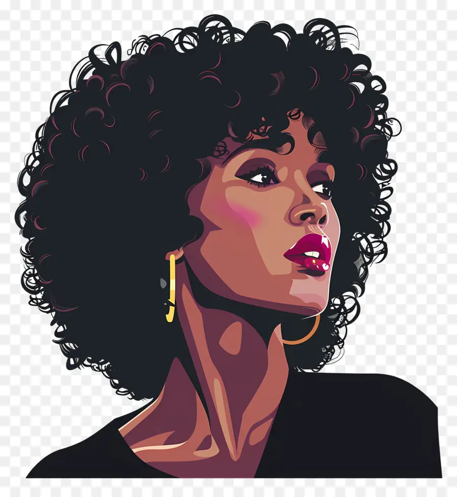 Whitney Houston，Kıvırcık Saçlı Şık Kadın PNG