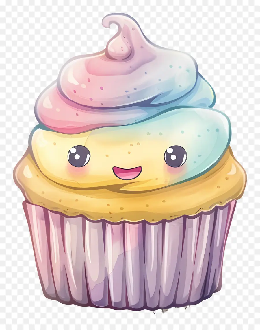 Cupcake Kawaii，Renkli Kek PNG