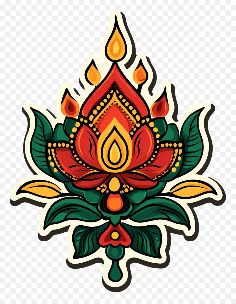 Deepavali，Dekoratif Lotus PNG