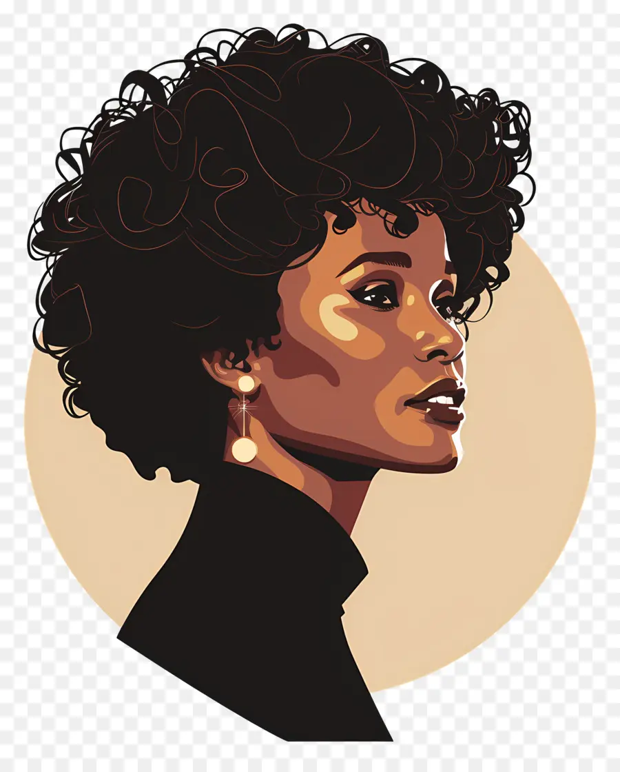 Whitney Houston，Kıvırcık Saçlı Şık Kadın PNG