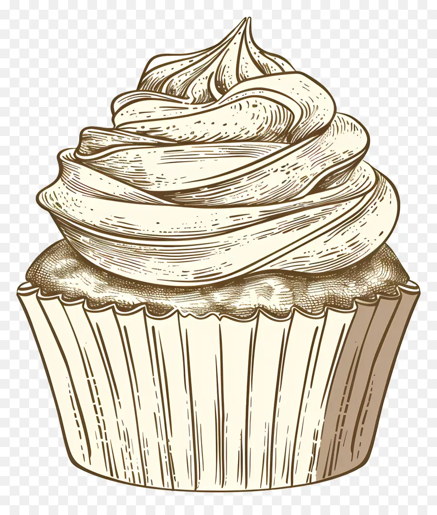 Kek Vintage，Siyah Beyaz Cupcake PNG