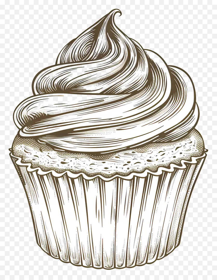 Kek Vintage，Siyah Beyaz Cupcake PNG