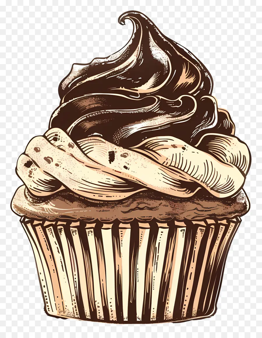 Kek Vintage，Siyah Beyaz Cupcake PNG