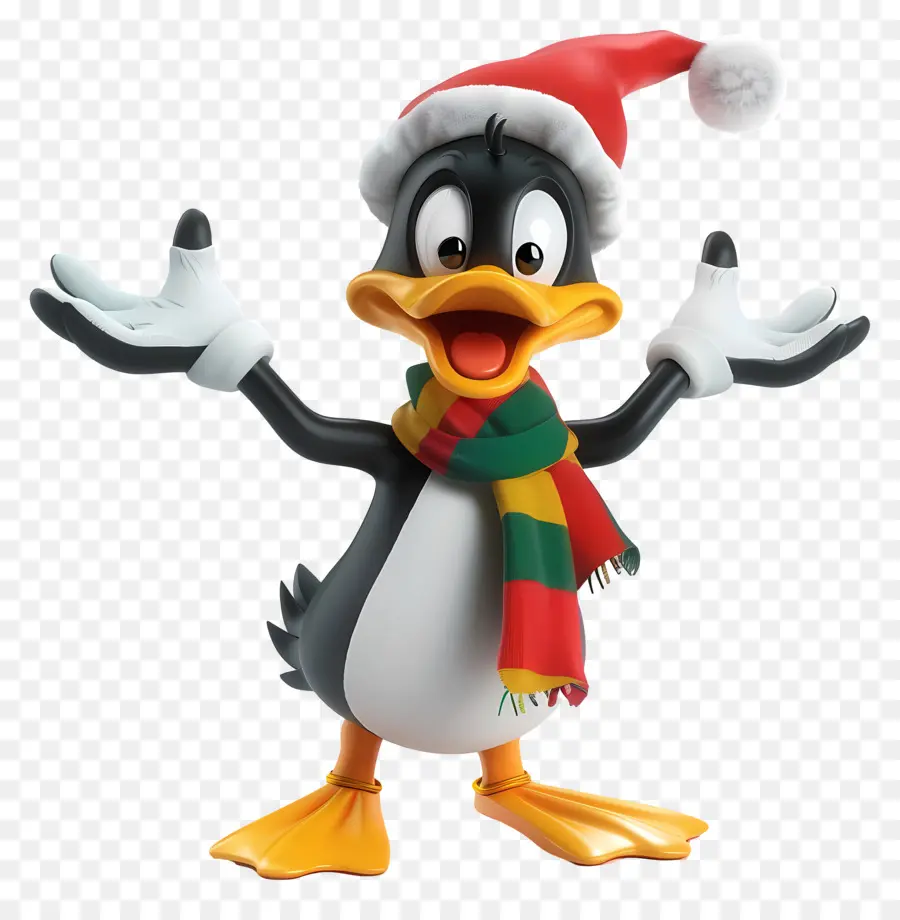 Daffy Ördek，Noel Baba şapkalı Penguen PNG