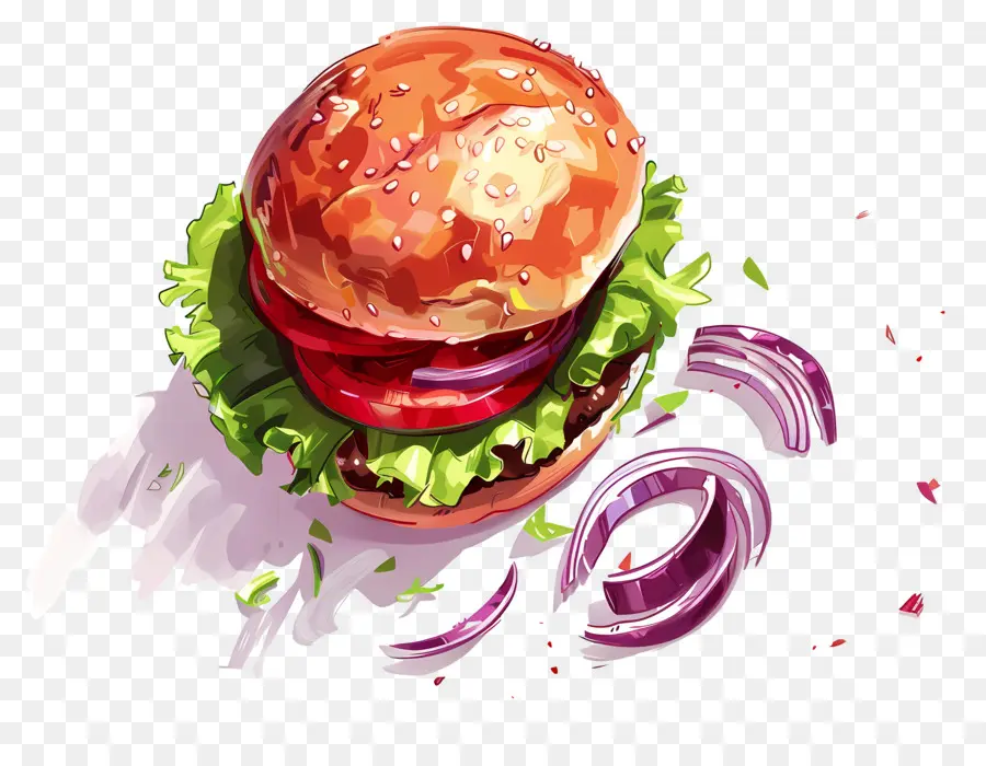 Yüzen Burger，Gerçekçi Burger PNG