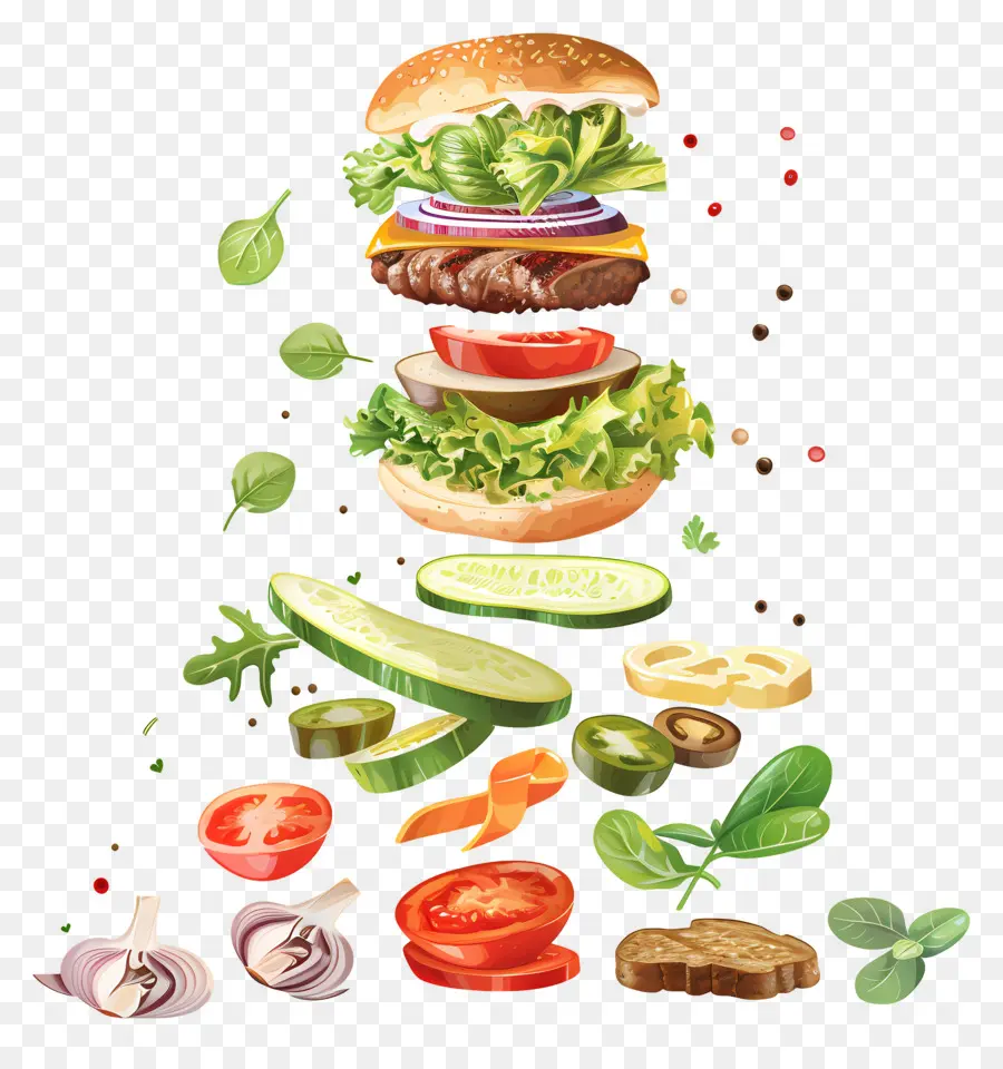 Yüzen Burger，Yığılmış Burger PNG