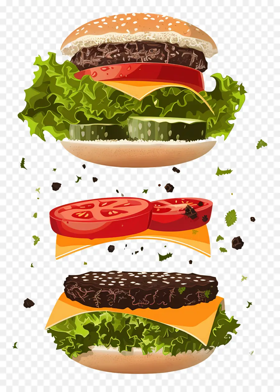 Yüzen Burger，Hamburgerin Malzemeleri PNG