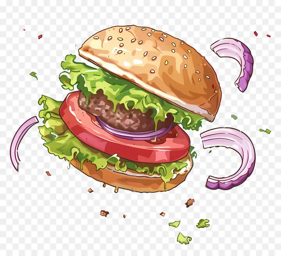 Yüzen Burger，Gerçekçi Burger PNG