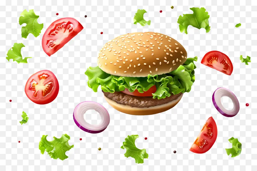 Yüzen Burger，Gerçekçi Burger PNG