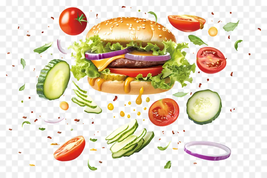 Yüzen Burger，Dinamik Burger PNG