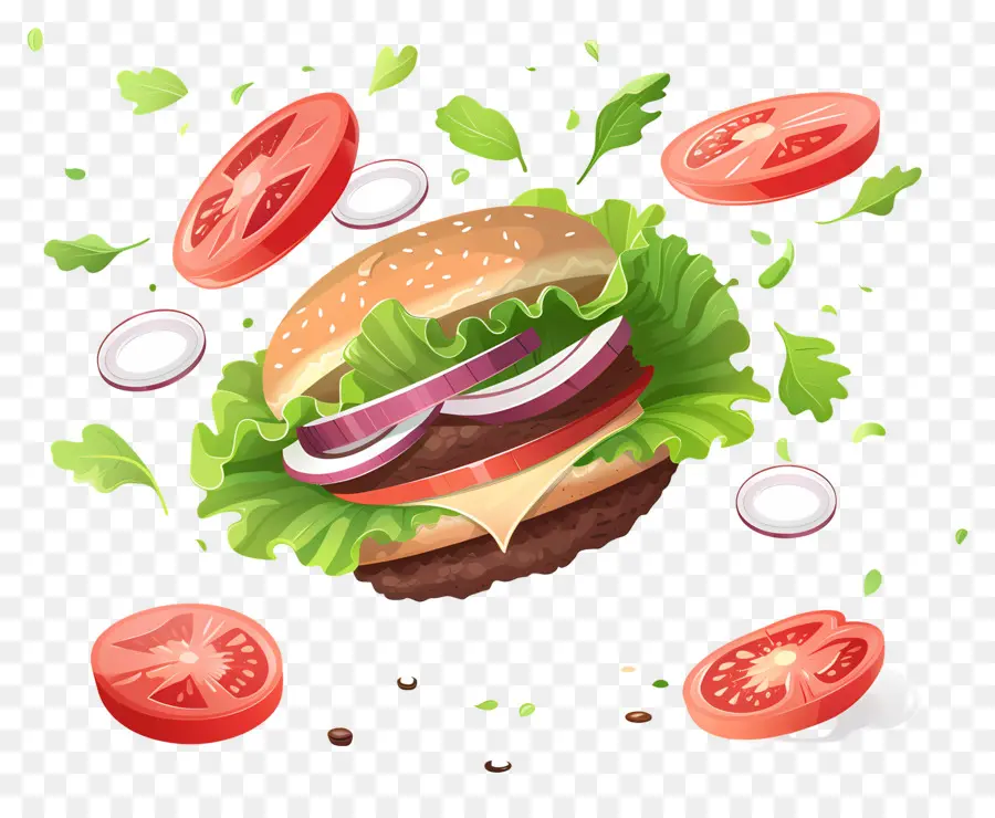 Yüzen Burger，Gerçekçi Burger PNG