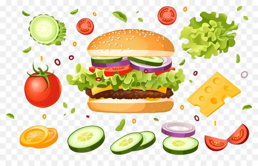 Yüzen Burger，Gerçekçi Burger PNG