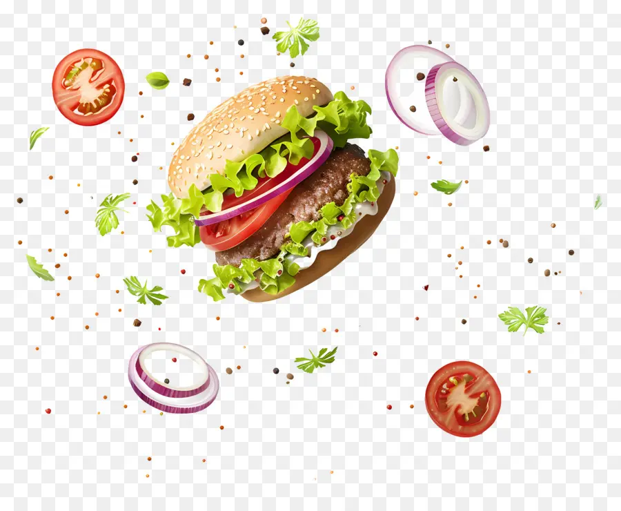 Yüzen Burger，Gerçekçi Burger PNG