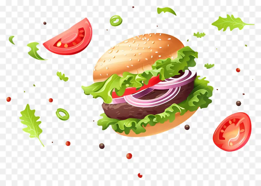 Yüzen Burger，Gerçekçi Burger PNG