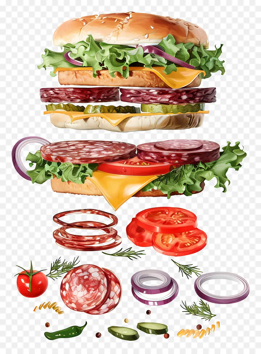 Yüzen Burger，Yığılmış Burger PNG