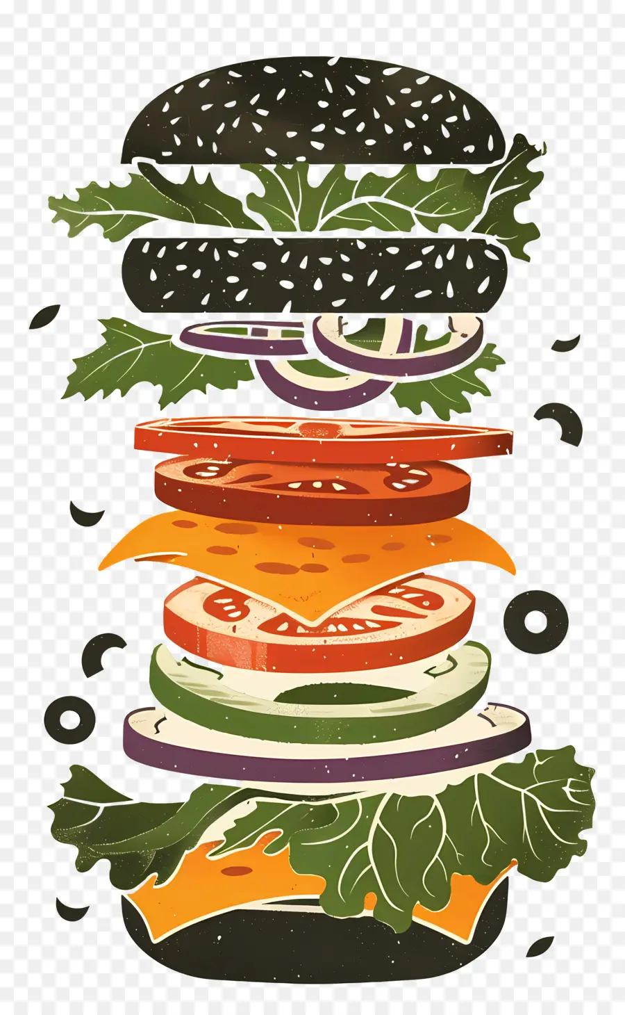 Yüzen Burger，Patlamış Burger PNG