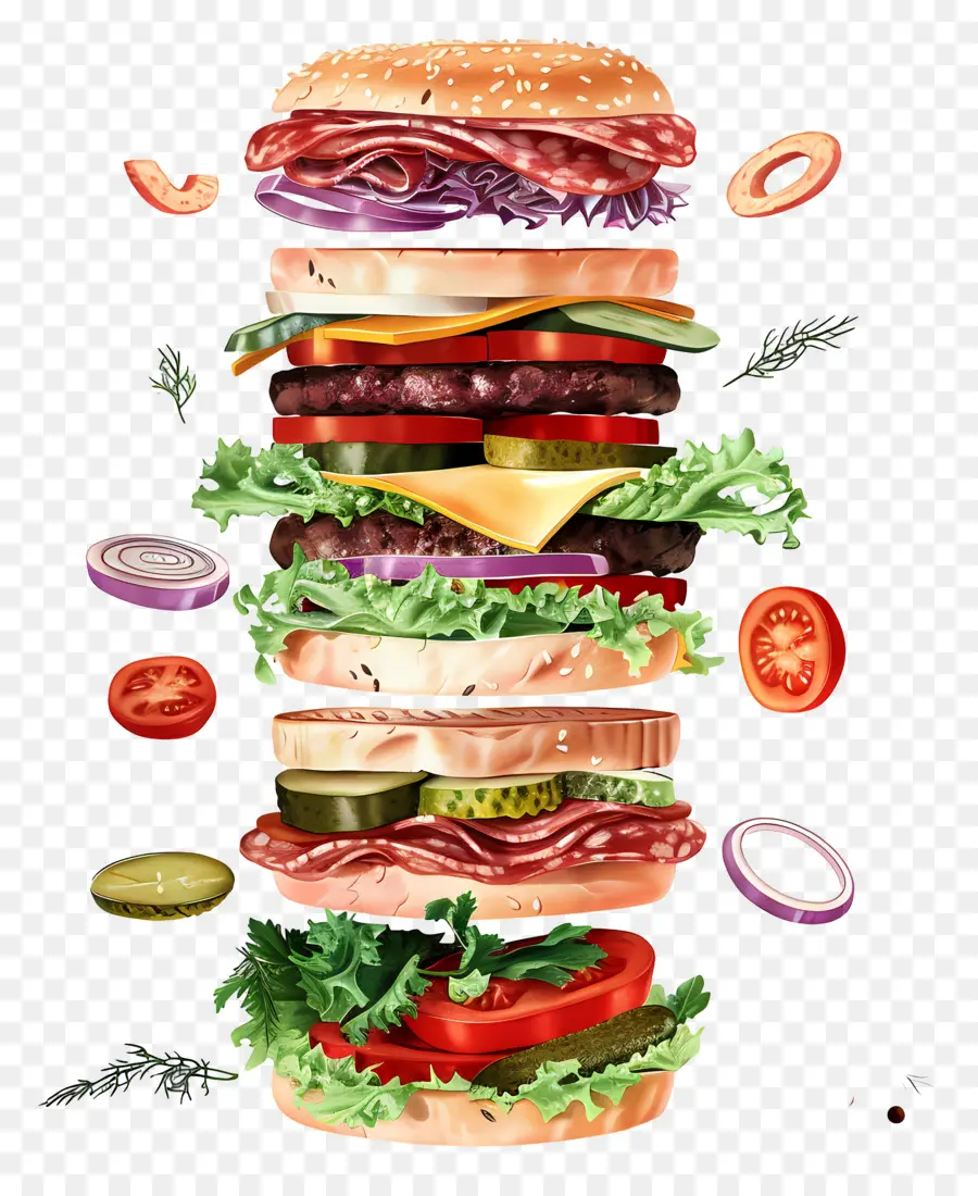 Yüzen Burger，Yığılmış Burger PNG