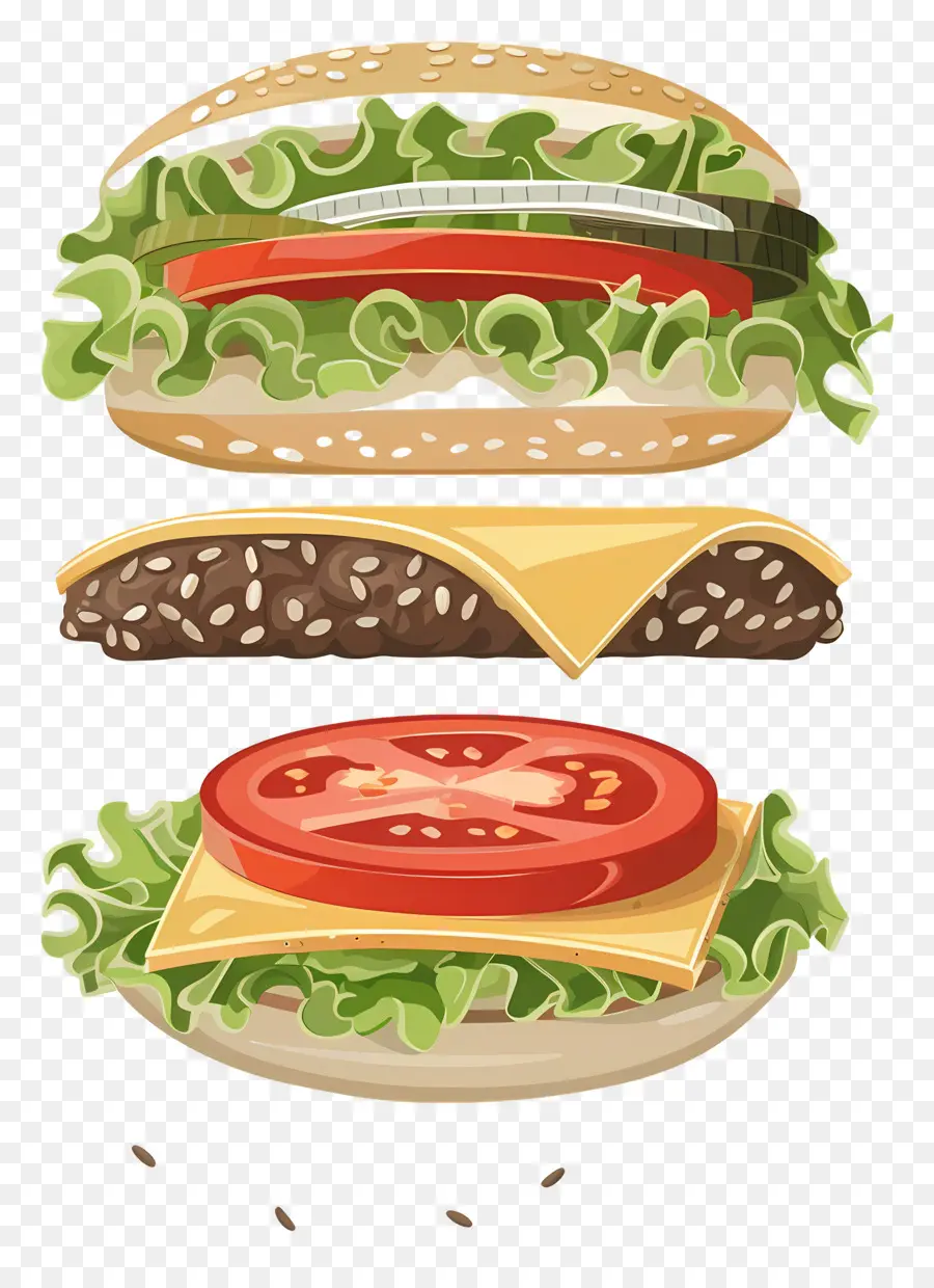 Yüzen Burger，Hamburgerin Malzemeleri PNG