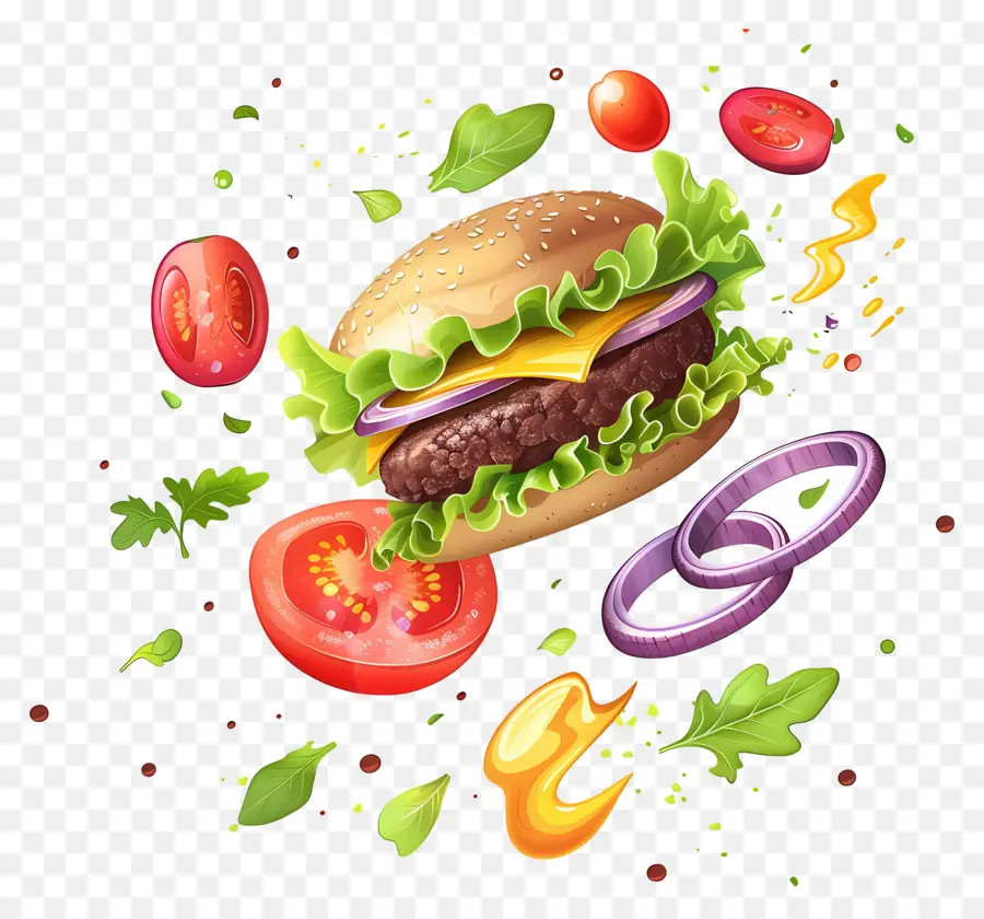 Yüzen Burger，Gerçekçi Burger PNG