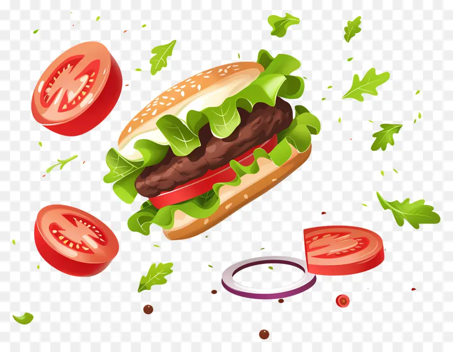 Yüzen Burger，Gerçekçi Burger PNG