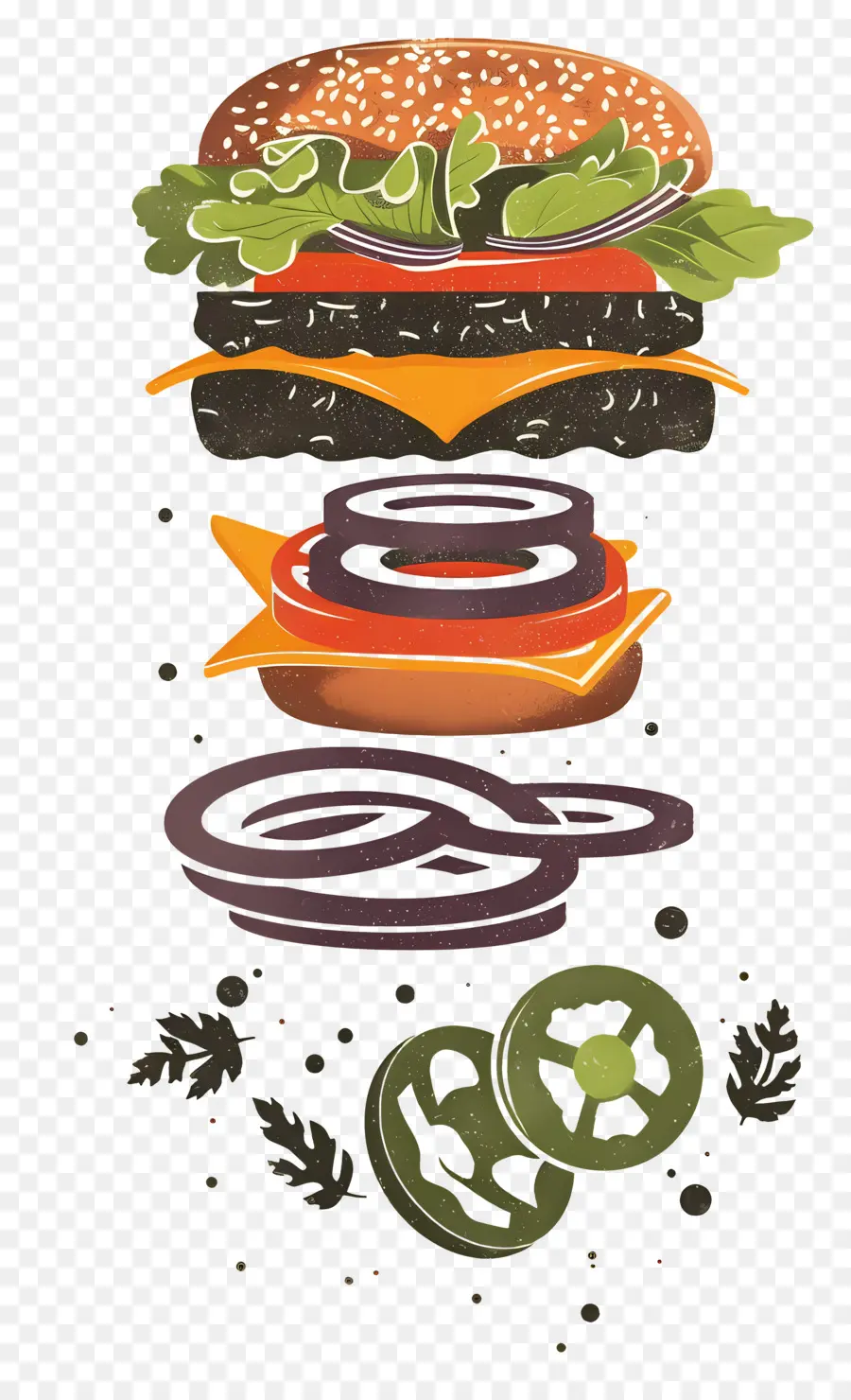 Yüzen Burger，Patlamış Burger PNG