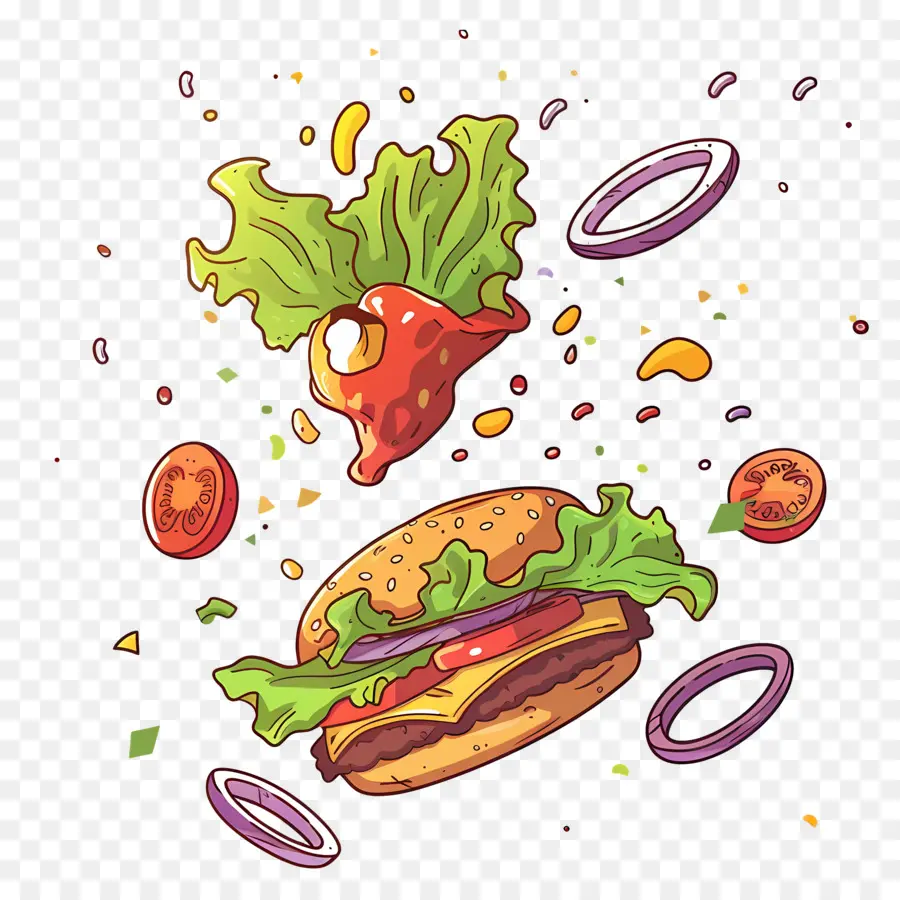 Yüzen Burger，Hamburger PNG