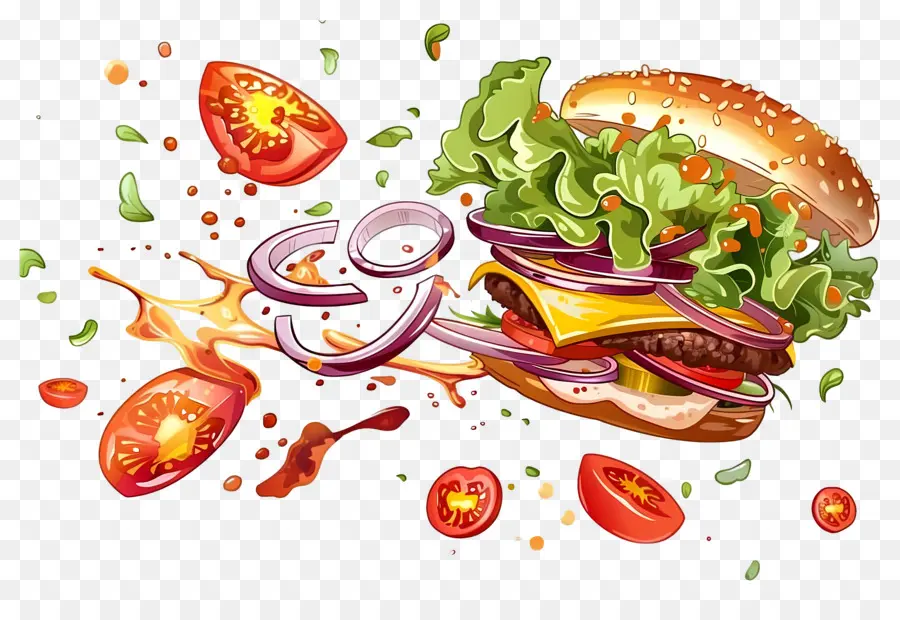 Yüzen Burger，Dinamik Burger PNG