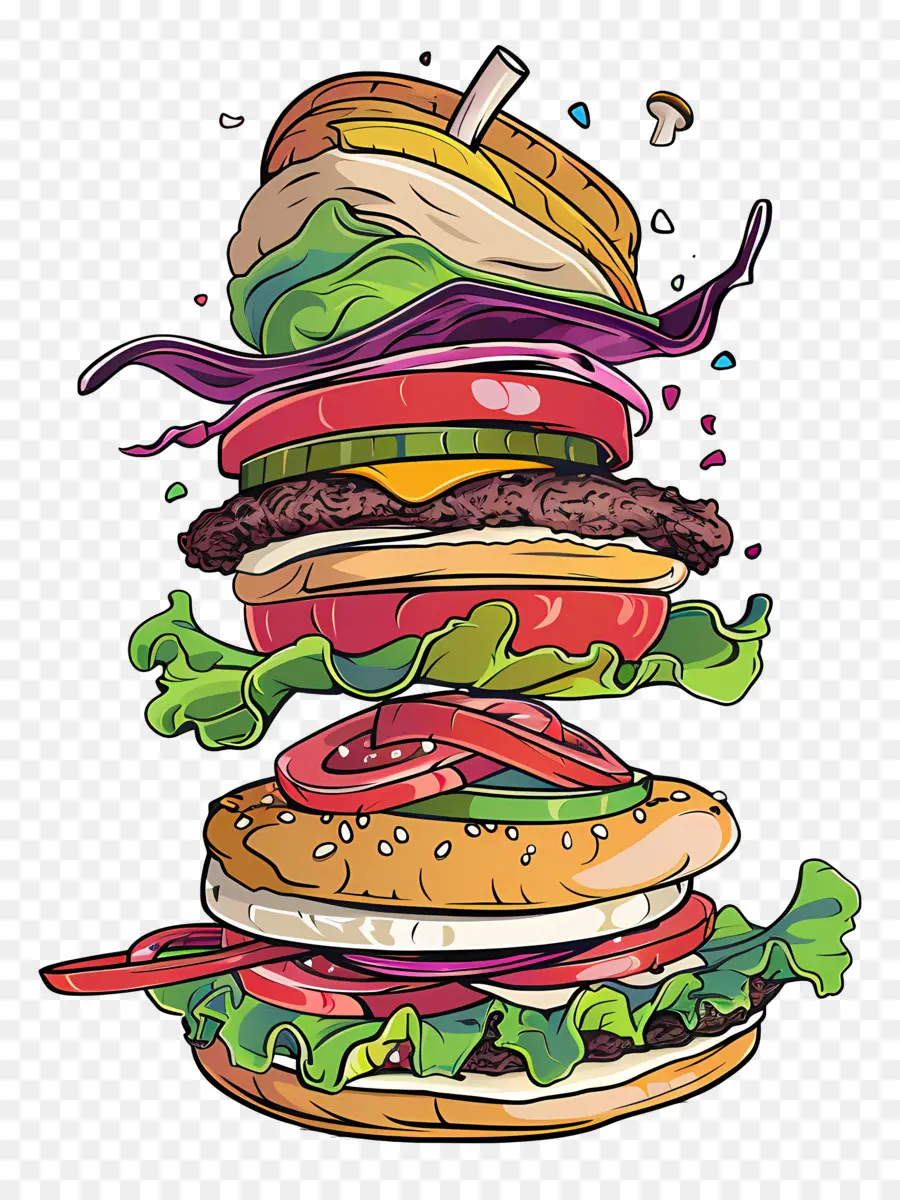 Yüzen Burger，Yığılmış Burger PNG