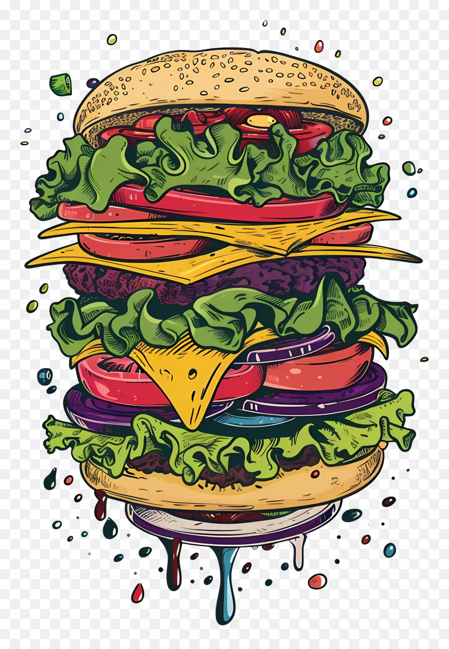 Yüzen Burger，Yığılmış Burger PNG