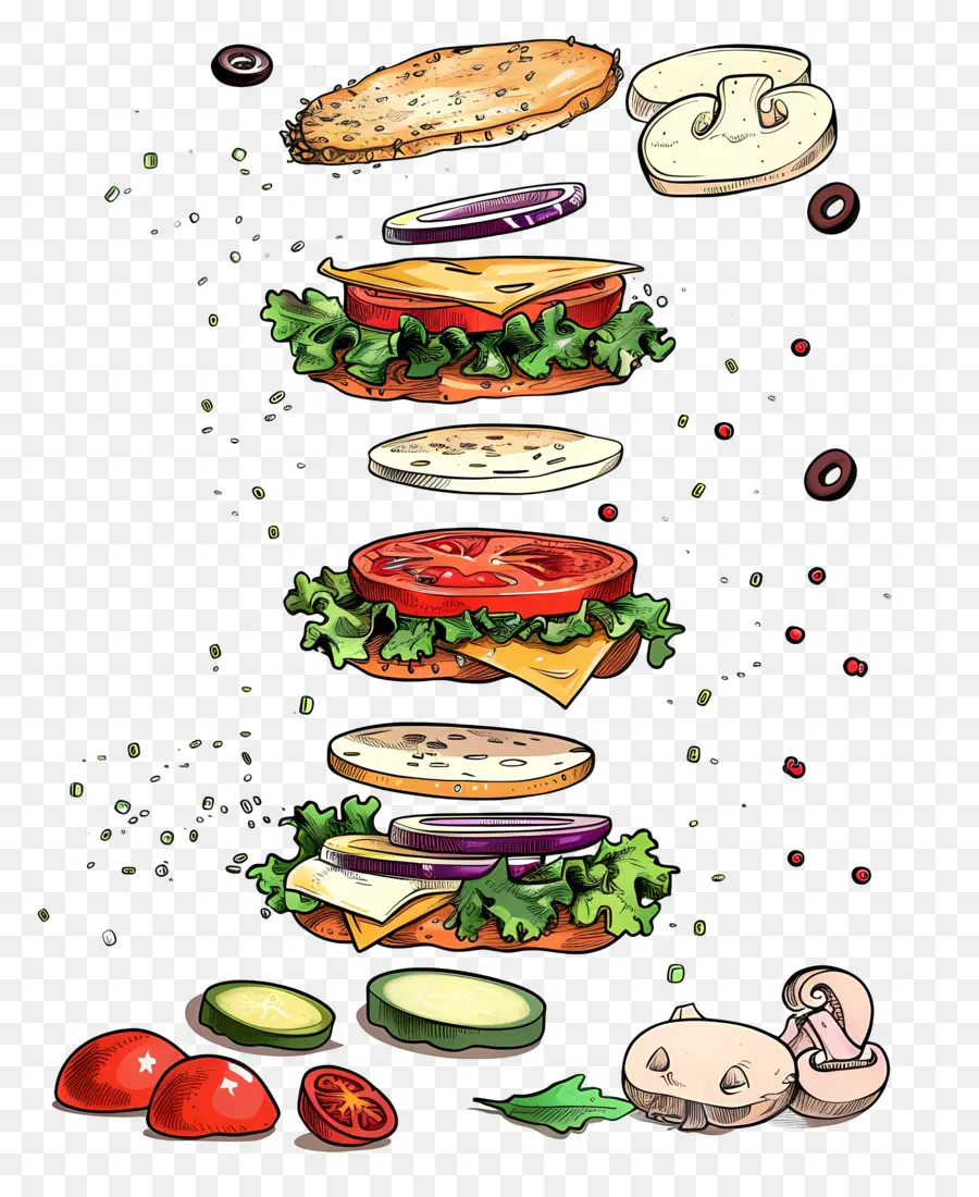 Yüzen Burger，Patlamış Burger PNG