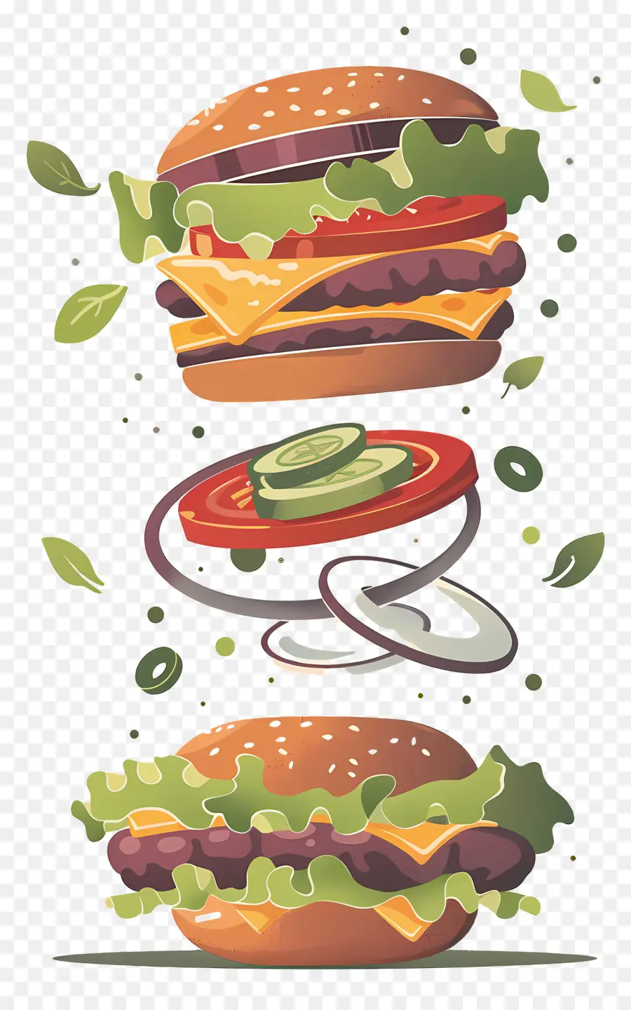 Yüzen Burger，Hamburgerin Malzemeleri PNG