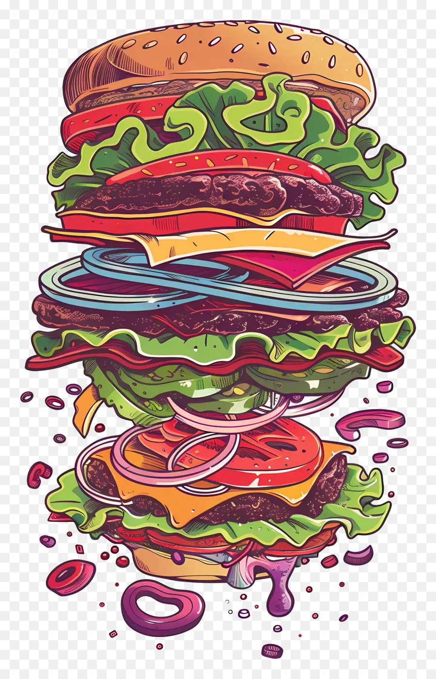 Yüzen Burger，Yığılmış Burger PNG