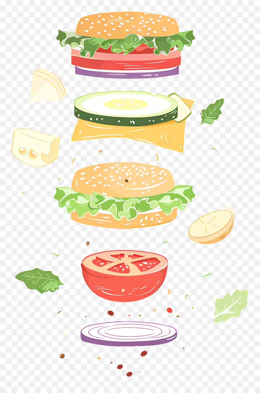 Yüzen Burger，Hamburgerin Malzemeleri PNG