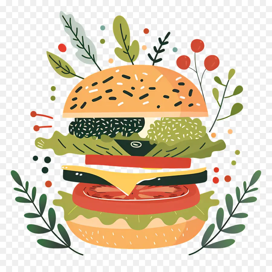 Sebzeli Burger，Hamburger PNG