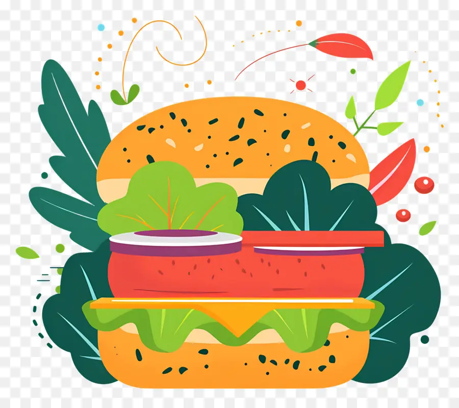 Sebzeli Burger，Hamburger PNG