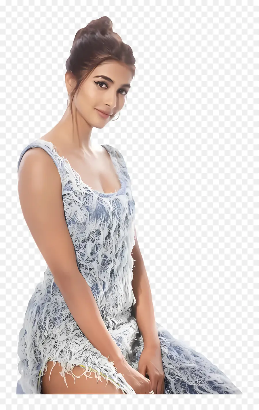 Pooja Hegde，Mavi Elbiseli Kadın PNG