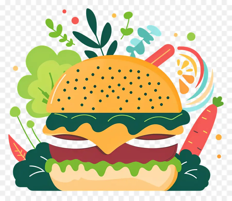 Sebzeli Burger，Hamburger PNG