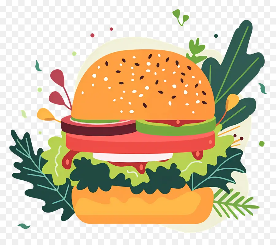 Sebzeli Burger，Hamburger PNG