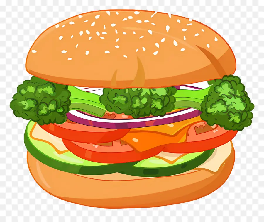 Sebzeli Burger，Hamburger PNG