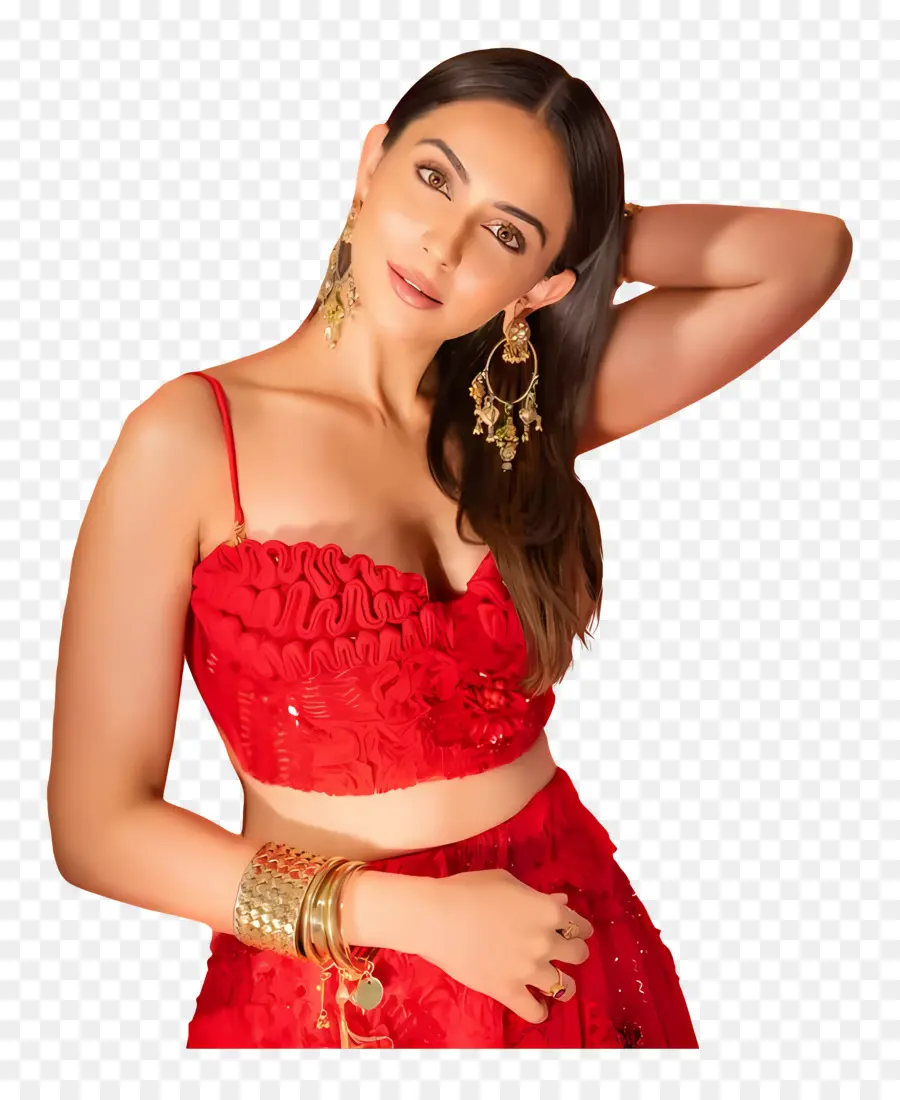 Rakul Preet Singh，Kırmızı Kıyafet PNG