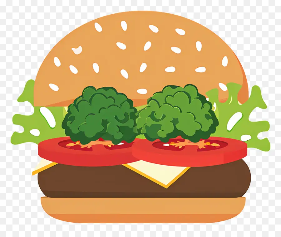 Sebzeli Burger，Hamburger PNG