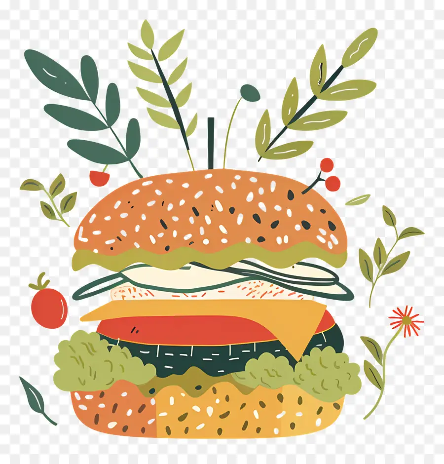 Sebzeli Burger，Hamburger PNG