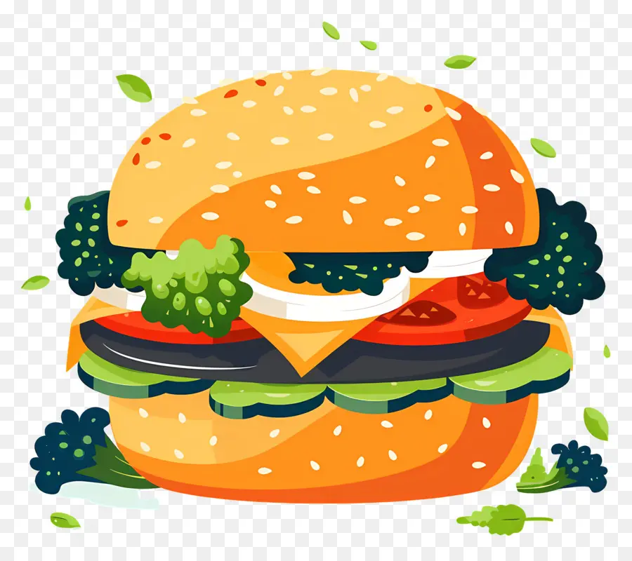 Sebzeli Burger，Hamburger PNG