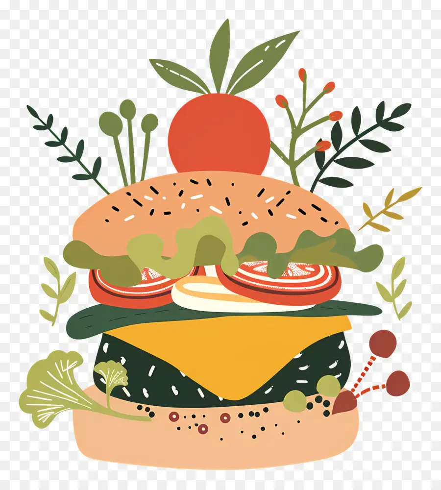 Sebzeli Burger，Hamburger PNG