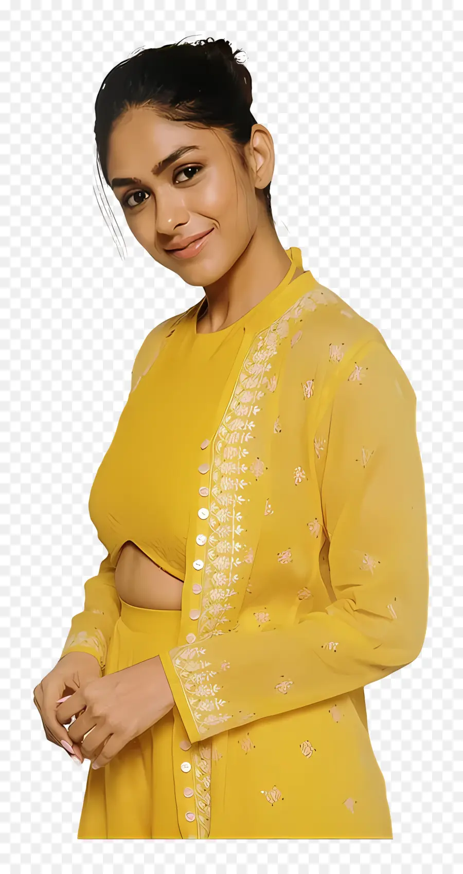 Mrunal Thakur，Sarı Kıyafet PNG